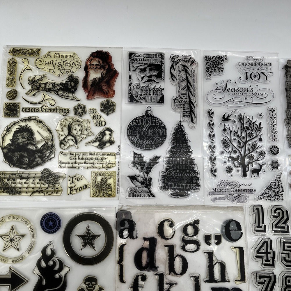 Clear Stamps Huge Mixed Lot Holiday Alphabet Numbers Scrapbooking Set - Picture 2 of 11